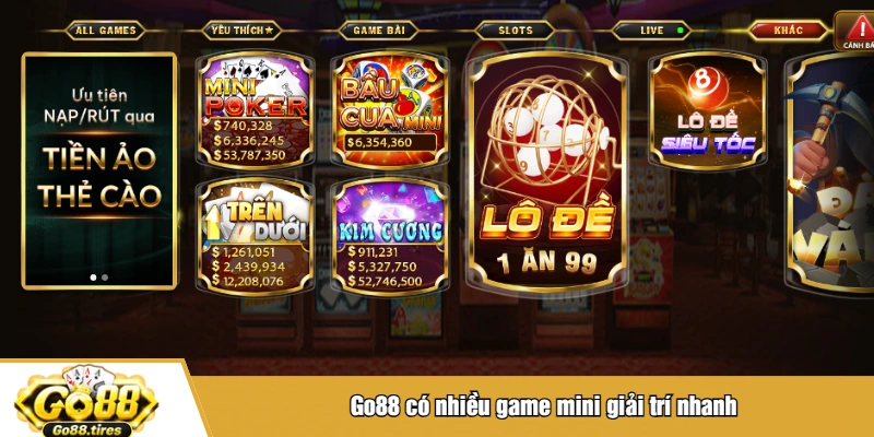 Go88 có nhiều game mini giải trí nhanh